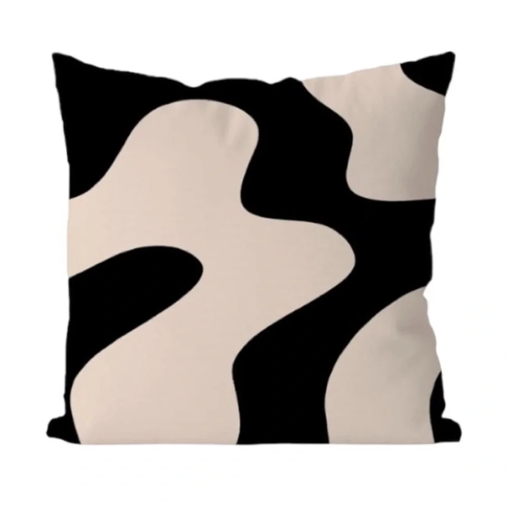 Modern Black and Off-White Throw Pillow Cover, 18”x18”